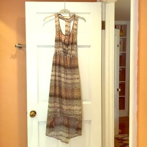 Midi/Maxi patterned dress with low cut back